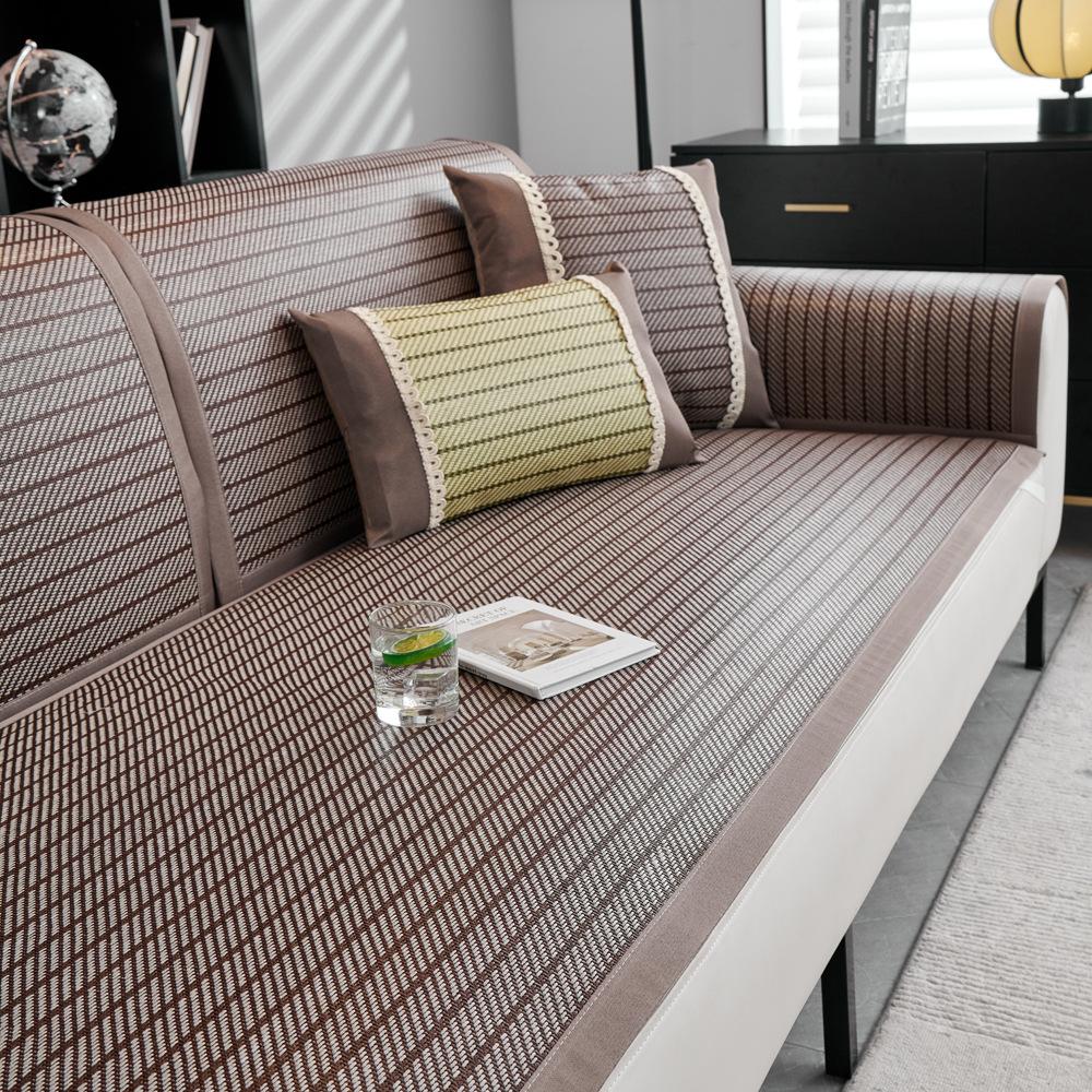 Summer Sofa Cushion Summer Mat Cool Pad Summer Rattan Mat Ice Silk Living Room Non-Slip Universal Fabric Leather Cushion Simple Modern