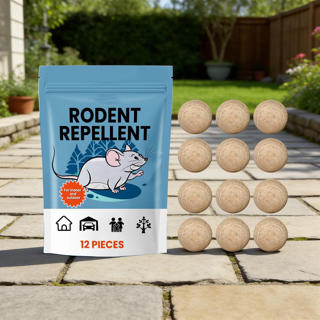 Rodent Repellent 12 Pieces Natural Spherical Pellets for Indoor and Outdoor Use Safe Non-Toxic Formula for Rodent Control