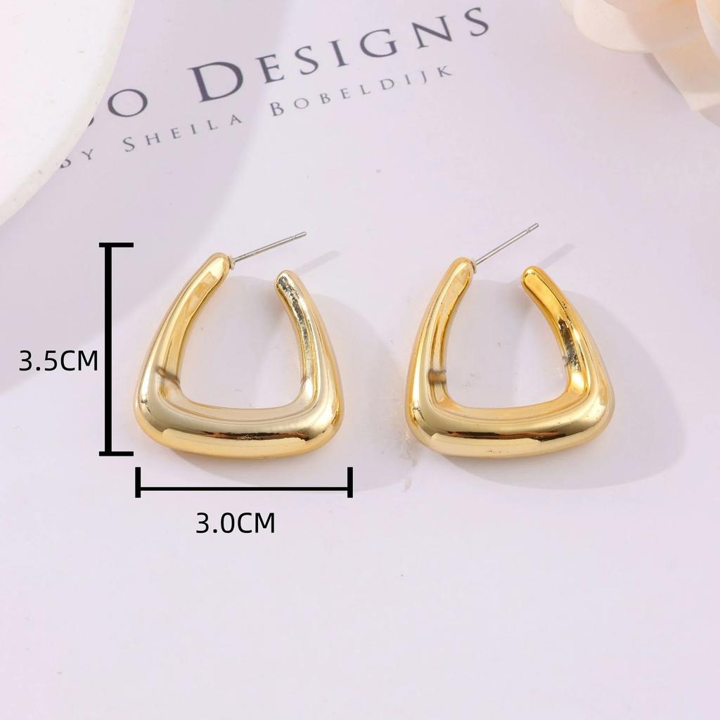 Hyperbole Long Water Droplet Flower Wing Round Wave Square Shell Golden Pendant Earrings for Women CCB Smooth Creative Jewelry