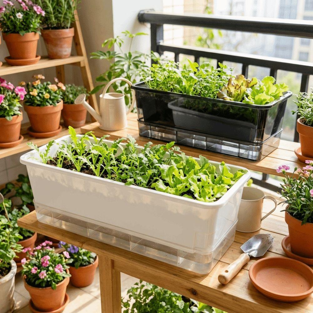 Self Watering Seedling Tray Plastic Growing Box Practical Plant Nursery Pot Vegetable Gardening