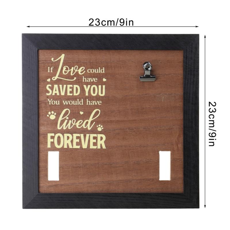 Wood Photo Frame Pet Memorial Pictures Frame with Collar Clip Souvenir Sympathy Gift Photo Sign Collar Is Not Included