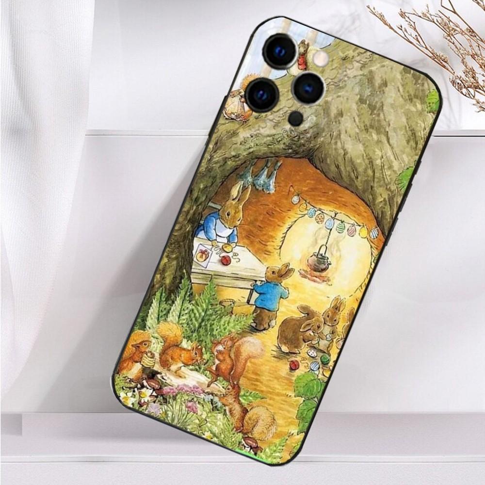Cute P-Peter R-Rabbit Phone Case For iPhone 16,15,14,13,12,11 Plus,Pro Max,XS,X,XR,SE,Mini,8,7 Soft Silicone Black Cover