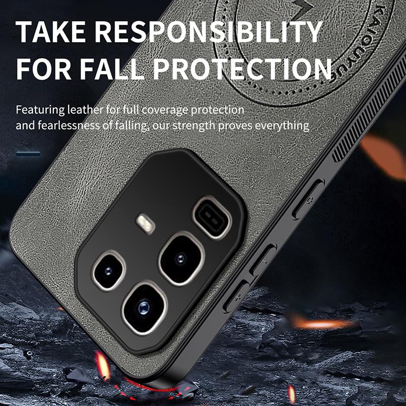 Magnetic Case For Infinix Note 50 Pro Plus Note50 4G 5G MagSafe Napa-textured PU Silicone Leather Back Cover Shockproof Bumper