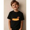 European Size Boys Round-neck Short-sleeved T-shirt with A Hot Dog-shaped Puppy Pattern Print