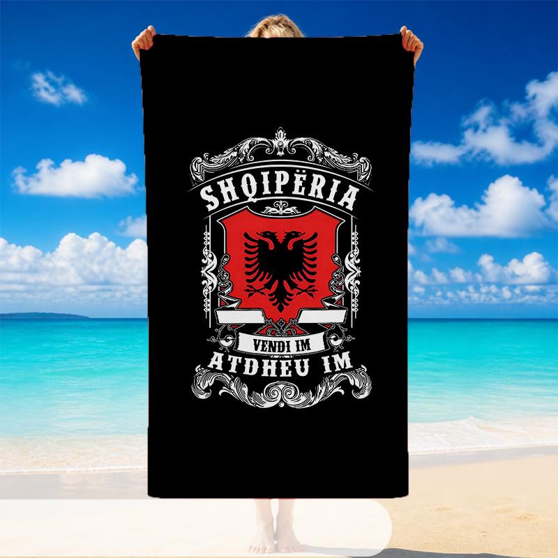Quick Dry Beach Towel Albania Pattern, Lightweight Absorbent Towel for Pool Beach Vacation Use