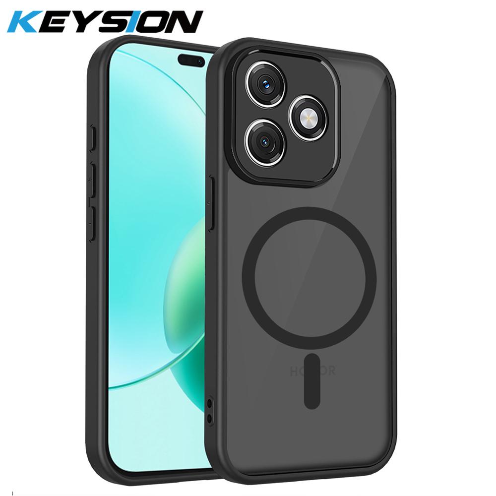 

KEYSION Magnetic Phone Case for for HONOR X8d Silicone+PC Matte Translucent Clear Shockproof Back Cover for Huawei Honor X8D for Honor X8d чёрный
