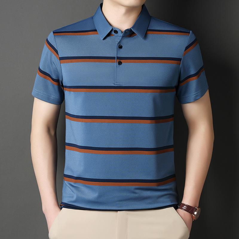 Summer Ice Men s Fashion Printed Short Sleevepolo Loose Fit Breathable Casual Lapel Collar Versatile M