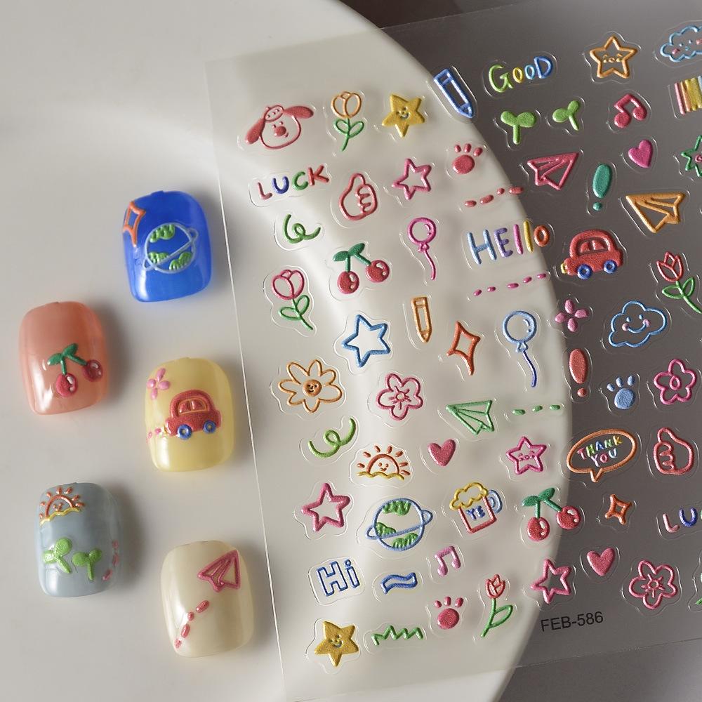 

Детские аксессуары для ногтей, рельефные наклейки, трехмерные забавные 5D наклейки для ногтей с морковным кроликом для девочек FEB-586