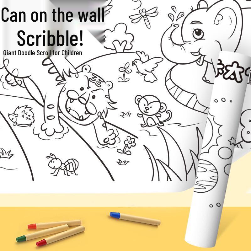 Children's Giant Coloring Scroll - Wall-Mountable Doodle and Painting Paper for Kindergarten