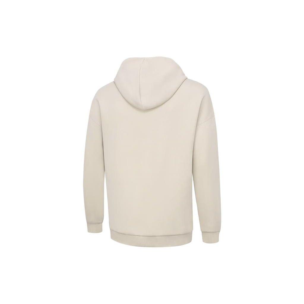 Li Ning Plain Hooded Pullover Sports Hoodie Men hoodies Oatmeal-Gray AWDT987-4