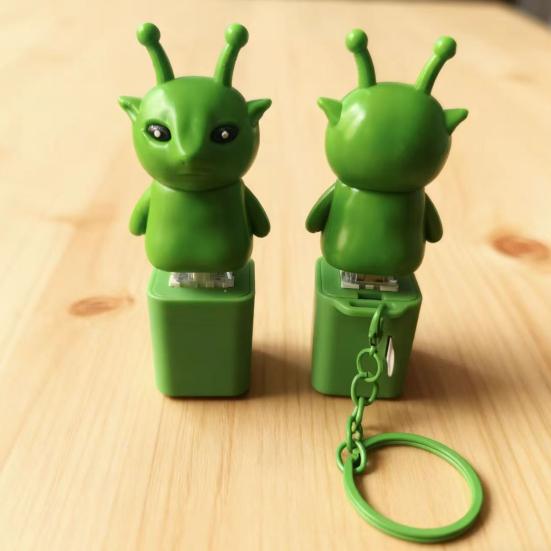 1/2/3Pcs Green Aliens Button Keychain Fidget Toy with Sound LED Lights Stress Anxiety Relief Keyboard Clicker Decompression Button Sensory Toy