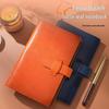 Retro Cowhide Leather Buckle Notebook - Customizable Logo, Loose-Leaf Design, Thick Notepad for Business Meetings.