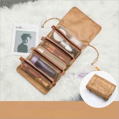 Borsa da viaggio portatile quattro in uno per cosmetici, borsa da lavaggio pieghevole staccabile in rete, grande capacità, borsa portaoggetti staccabile