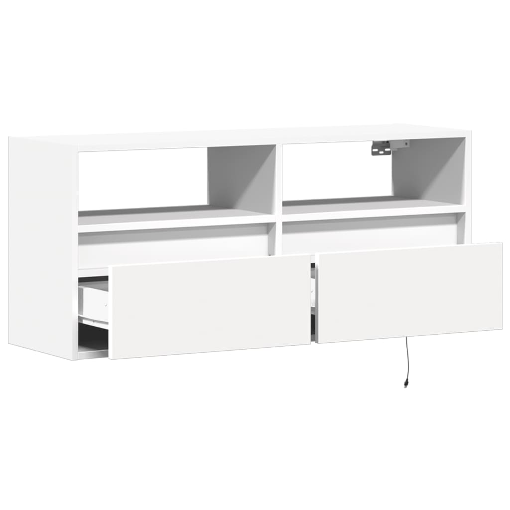TV Wall Cabinet with LED Lighting White 100 X 31 X 45 Cm