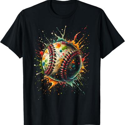 Baseball Player Art Graphic Baseball Fan Boys Mens T-Shirt