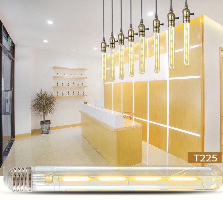 LED Bulb T45 T125 T185 T225 T300 4W 6W 8W 220V Filament E27 Golden 2700K Strip Lamp Base Flame Shape Lamps For Chandelier Light