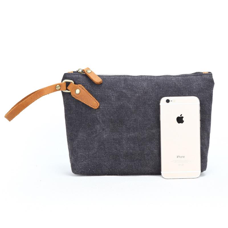 Canvas Men'S Clutch Bag, Retro Clutch Bag, Change Key, Portable Storage Bag, Small Bag.
