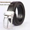 Men's Plus Size Genuine Leather Reversible Belt with Rotating Pin Buckle - Casual and Versatile.