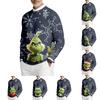 Men's Printed Round Neck Long Sleeve Ribbed Knit Sweatshirt