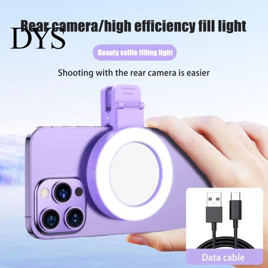Phone LED Fill Light Selfie Ring 180-Degree Rotatable Design Super Bright 3 Modes Live Streaming Rechargeable Magnetic Makeup with Mirror Clip-on