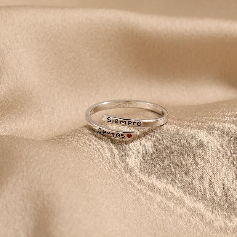 

s925 silver English with small love ring women simple fashion resizable белый