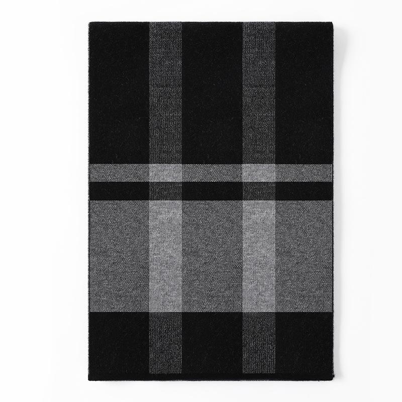 Versatile Plaid Men's Wool Scarf Winter Boys' High-end Dad's Cashmere Warm Scarf 2025 New