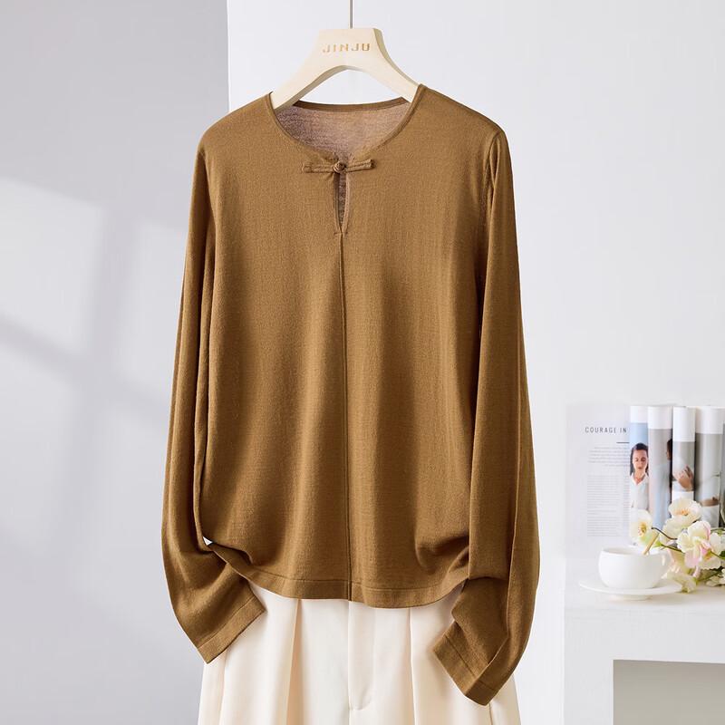 Women s New Chinese Style Knot Button Wool Knit Top L