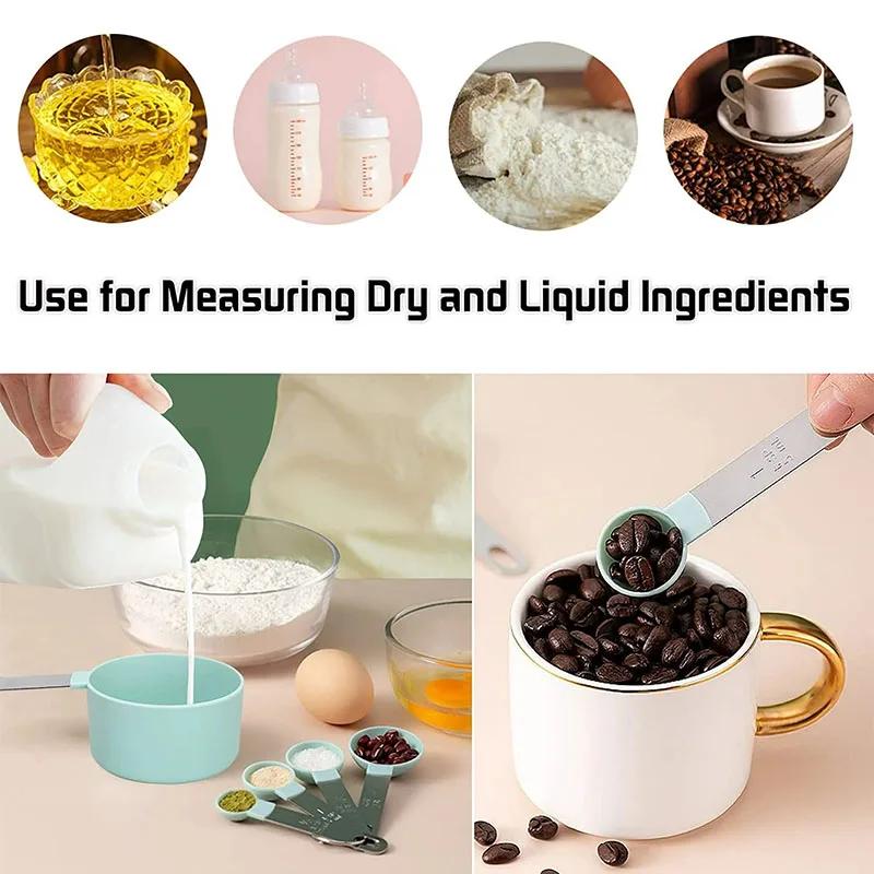 Hot 8Pcs/set Stainless Steel Measuring Cup and Spoon Set with Handle Accurate Scale Kitchen Tools for Baking Cooking Ingredients