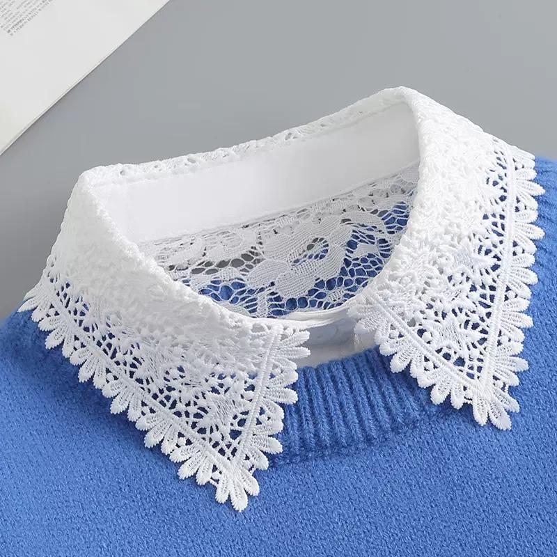 Białe Sztuczne Kołnierzyki Dla Kobiet Krata Klapa Odpinany Kołnierzyk Koszula Koronka Stójka Fałszywy Kołnierzyk Kobieta Zdejmowany Krawat Nep Kraagie