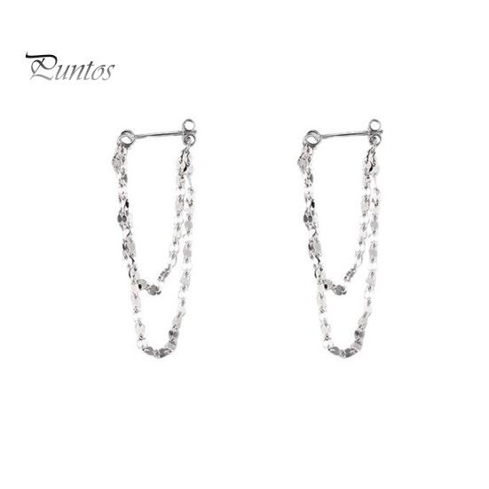 

1 пара женских сережек с цепочкой и кисточками, двухслойные, легкие, гладкие, медные, висячие серьги для выпускного вечера, свидания, официального банкета серебряный