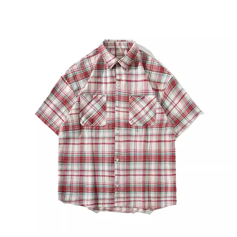 Dámské Pánské Y2K Vintage Jarní Podzimní Topy Kostkované Košile Trička Kabát Streetwear Muži Ženy Kardigan Japonský Styl Korejské Oblečení
