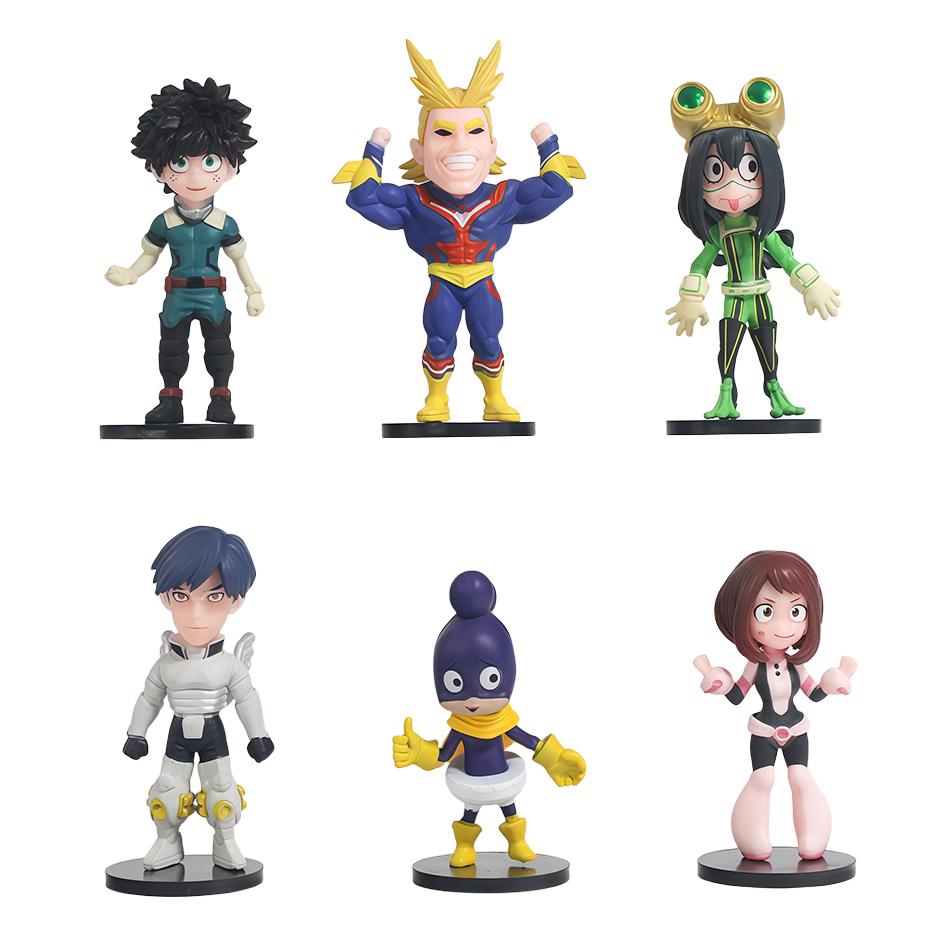 6PCS/4PCS Anime Figure PVC Q-Version Bakugou Katsuki Midoriya Izuku Action Figures Series Model Suitable For Collection Or Gift