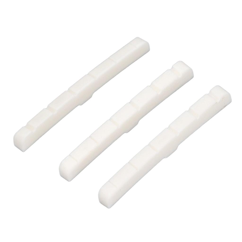 3Pcs 6 String Guitar Nut Flat Bottom Slotted Bone Guitar Nut Replacement for Tele