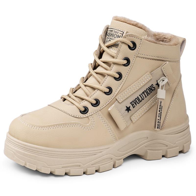 Damen Winter Fleece gefütterte Knöchel Martin Stiefel, Schnürung Dicke Weiche Sohle Mode Stiefel