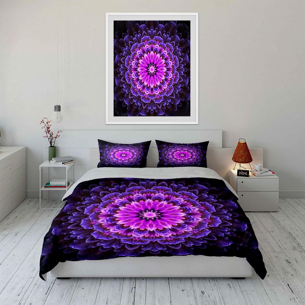 Purple Floral Pattern Bedding Set Multiple Sizes Kid'S And Adults' Bedroom Exquisite 3Pc Bedding Set, Gift