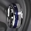 Bagues Fashion Ciel étoilé Bleu Foncé & Incrustation Météorite 8mm Couleur Cuivre Acier Inoxydable pour Hommes Femmes Bijoux de Mariage