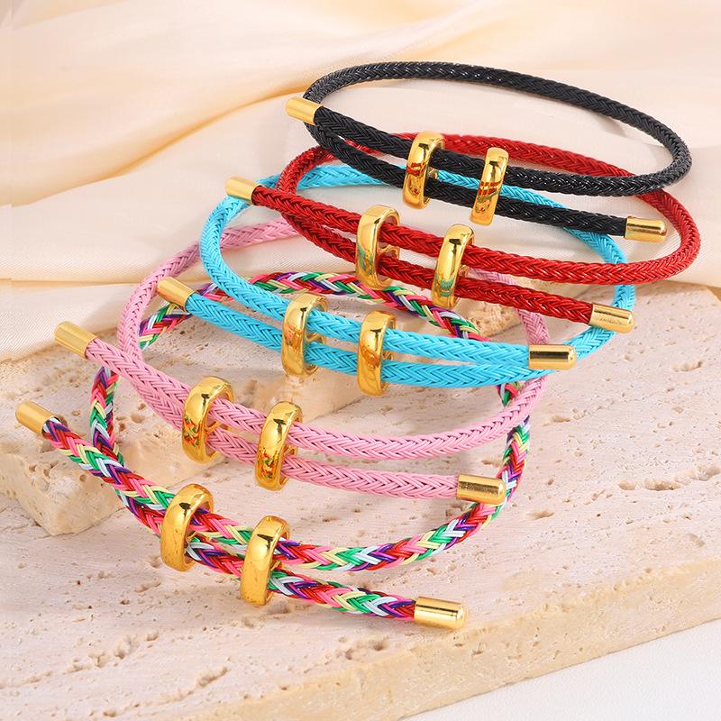 Titanium steel waterproof and sweat-proof pig nose hand rope adjustable I-shaped buckle steel wire multicolored rope D hard gold red rope