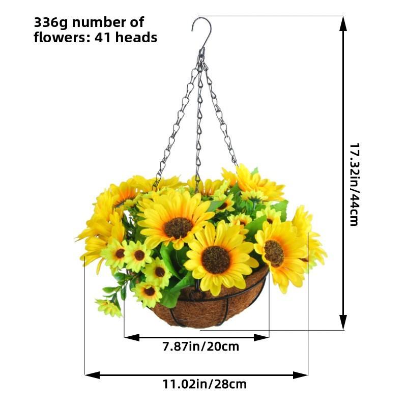 Artificial Flower Hanging Basket With Silk Flowers For Home Decor And Living Room Display