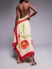 European & American Style Women's Backless Print Midi Dress - Fashionable & Sexy Vacation Sling Dress