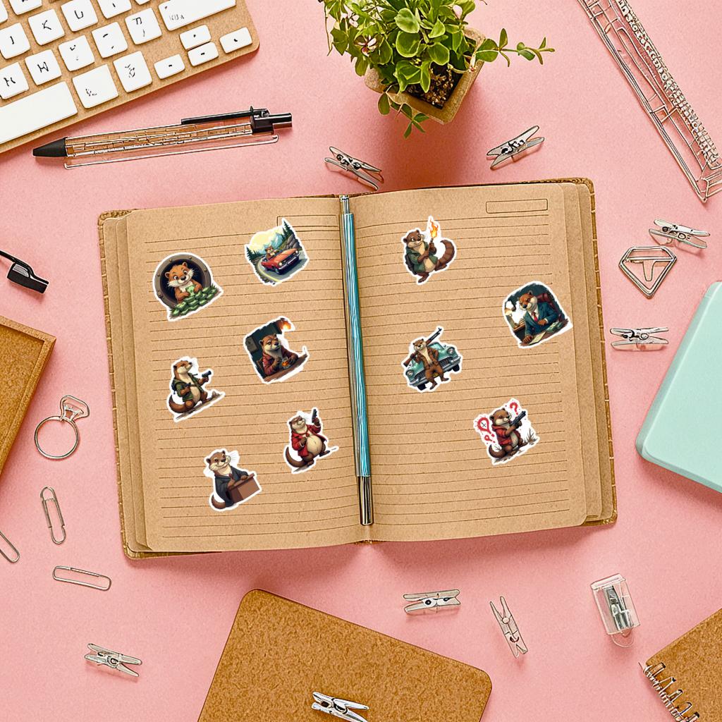 35-100pcs Cartoon Otter Decals Stickers Teacher Reward Stationery Diy Water Bottle Suitcase Phone Graffiti Sticker