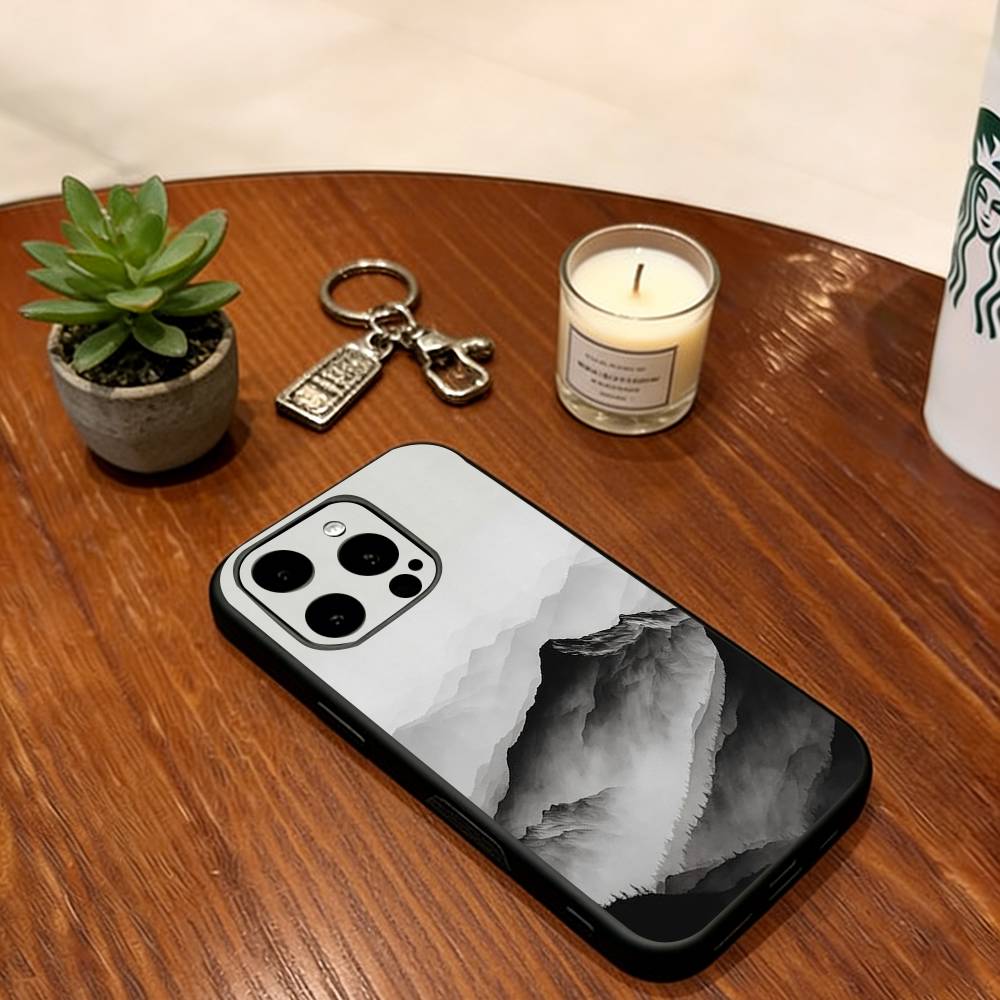 Black Mountain INS Design Phone Case Soft Silicone black For IPhone 17 16 15 14 13 12 11 X XR Plus Pro Max Plus