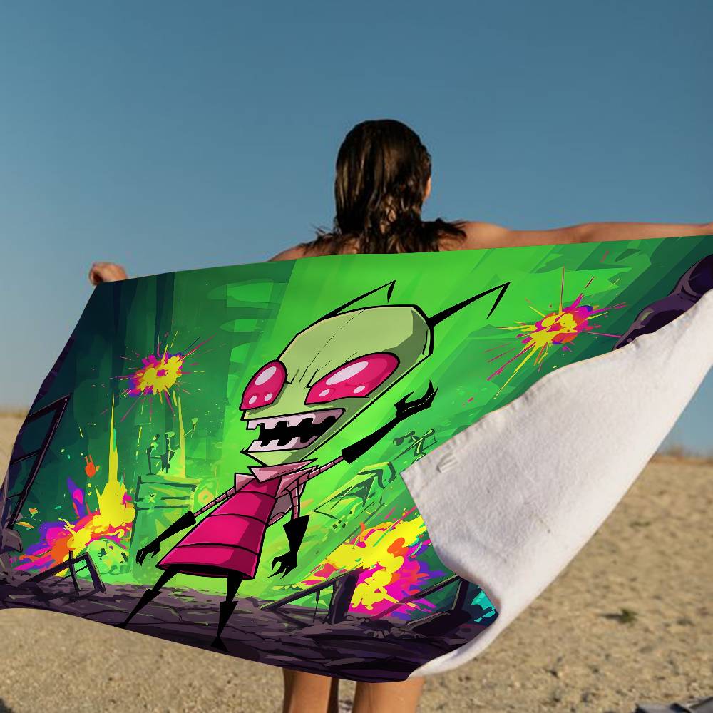 L-Invader Zim Cartoon Microfiber Beach Towel Absorbent Quick dry Soft Yoga Swimming Resort Mountain Climbing Towel