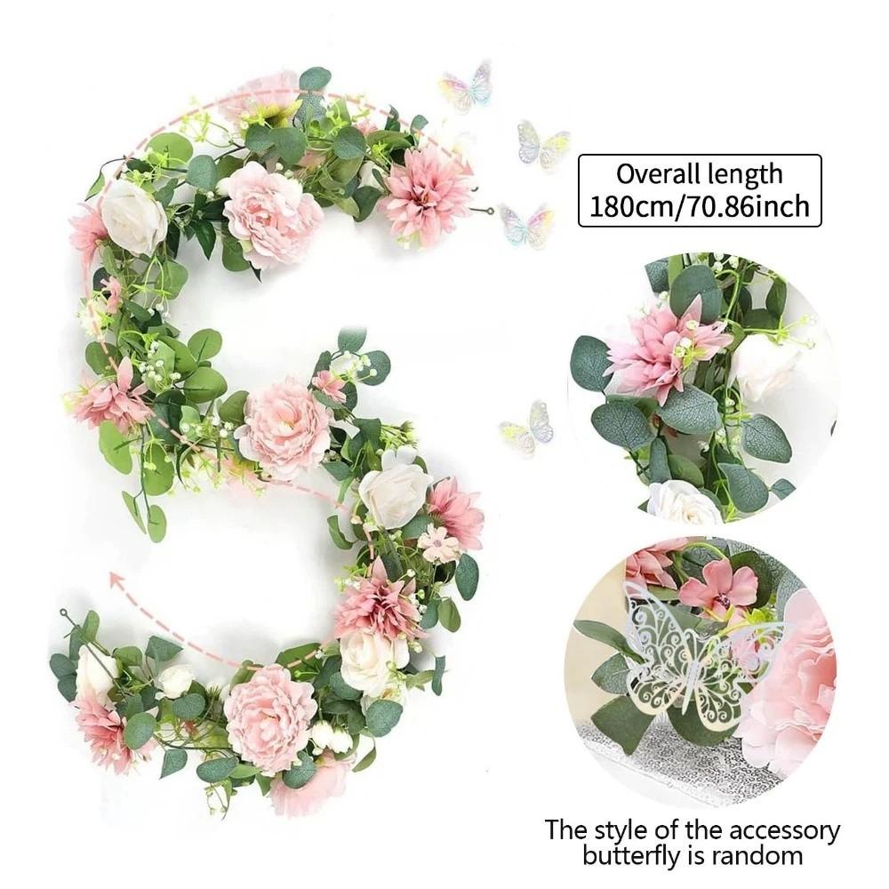 Handmade Artificial Eucalyptus Leaf Vine Plastic Butterfly Rattan Decor  Wedding Style D