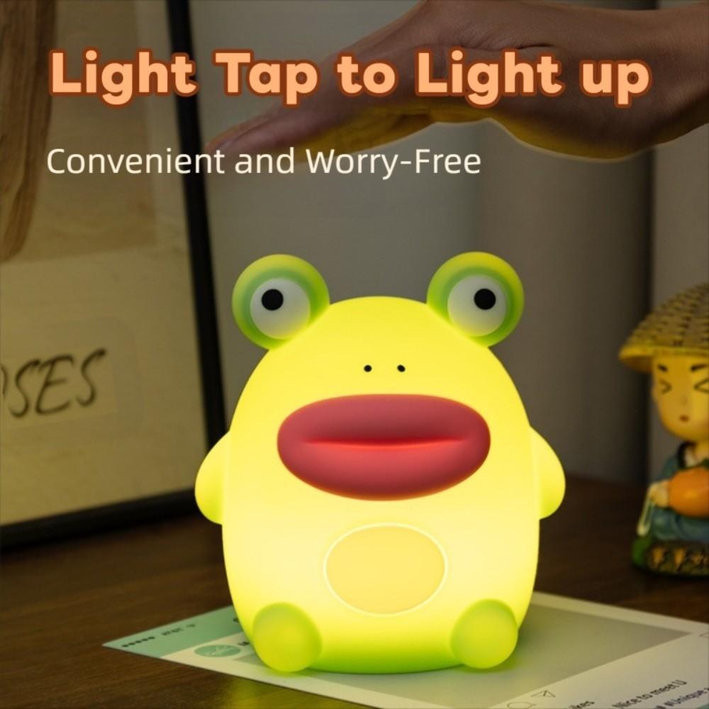 Rechargeable Silicone Frog Night Lamp Cute Bedside Table Lamp Dimmable Nursery Nightlight  Bedrooms