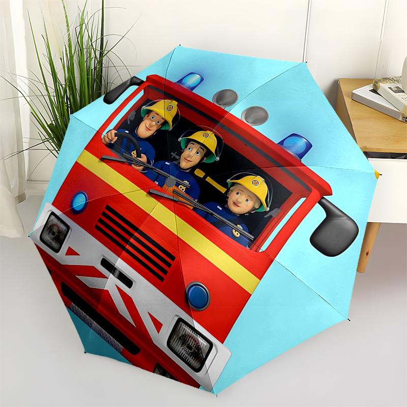 

Fireman Fire trucks Themed Travel Umbrella-8 Ribs Automatic Opening and Closing, Portable Folding Design, Compact and Stylish Umbrella Suita