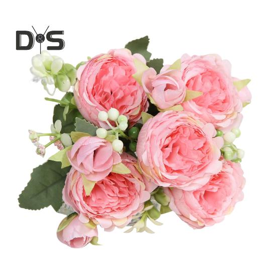 

Букет искусственных пионов из 5 головок, букет из искусственных цветов, реалистичные цветы из искусственного шелка для украшения дома, вечеринки, свадьбы