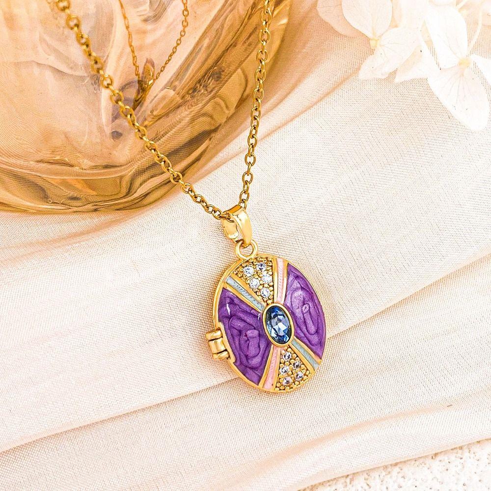 Openable Photo Locket Pendant Necklace Pearls Gold Clavicle Chain Sweater Shirt Accessories