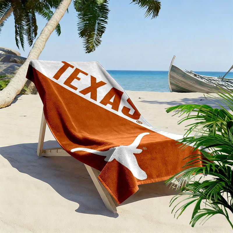 Texas Longhorns Print Beach Towel, Large Soft Quick Dry Towel for Beach Camping Swimming