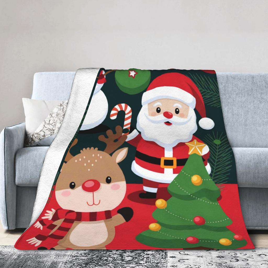 Christmas Santa Claus Super Warm Blanket  Child Plush Bedding Throws Comfortable Home Decor Flannel Bedspread Sofa Bed Cover
