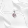 Copper Pink Openwork Kitten Zircon Heart Lock Pendants Charms Fits Genuine Charms Bracelet Women DoItYourself Jewellery Gifts
